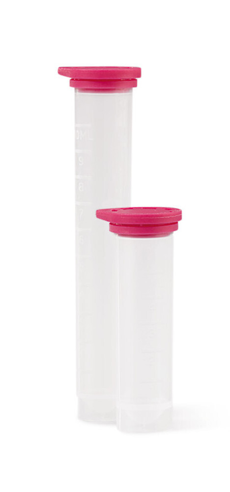 Test tubes with tamper-evident seal, 5 ml, Height, 57 mm, pink, 250 Piece(s)