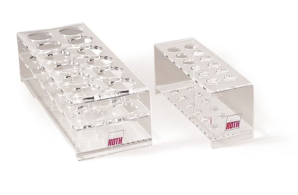 Test tube stands ROTILABO® acrylic Hole 18 mm, No. of slots, 33, 3 x 11, 1 Piece