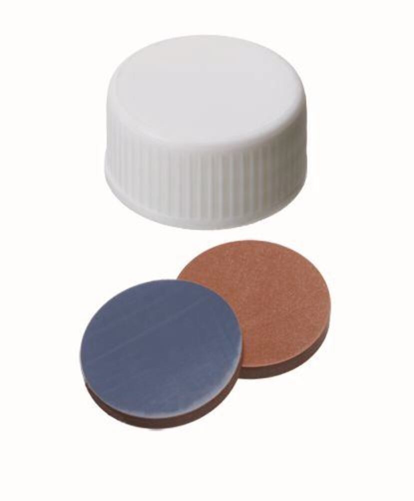 Tappi a vite ROTILABO® ND24 chiusi, rosso butile / PTFE grigio, 100 pezzo(i)