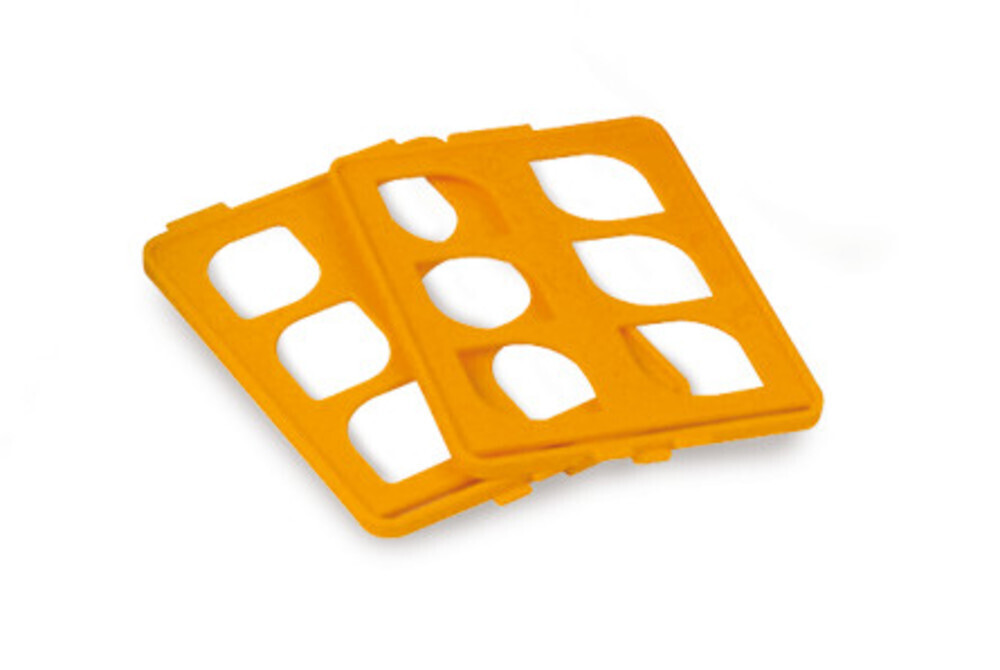 Accessories, No. of slots, 84, 14 x 6, blue, Grid inserts for glass Ø of 10–13 mm, 84 slots, orange, 4 Piece(s)