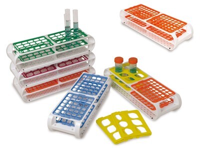 Accessoires, Nombre de fentes, 60, 12 x 5, orange, Grilles pour verre Ø 13–16 mm, 60 fentes, bleu, 4 Pièce(s)