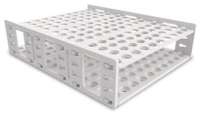 Reagenzglasgestell, extra groß, weiß, für Röhrchen-Ø 18-20 mm, 120 Stellplätze, 1 Stück