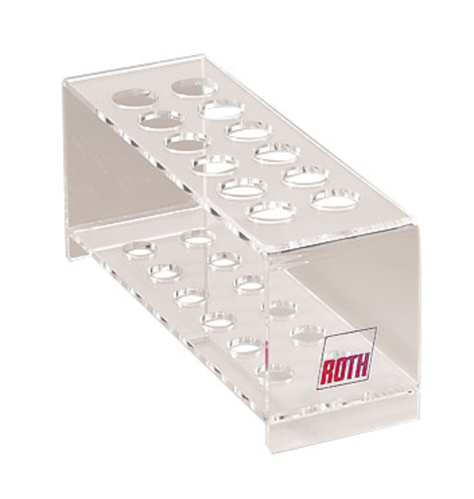 Test tube stands ROTILABO® acrylic Hole 18 mm, No. of slots, 12, 2 x 6, 1 Piece