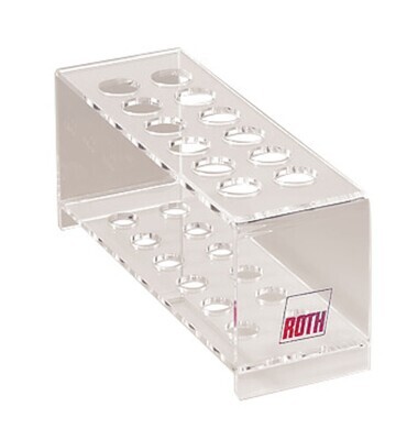 Test tube stands ROTILABO® acrylic Hole 18 mm, No. of slots, 12, 2 x 6, 1 Piece