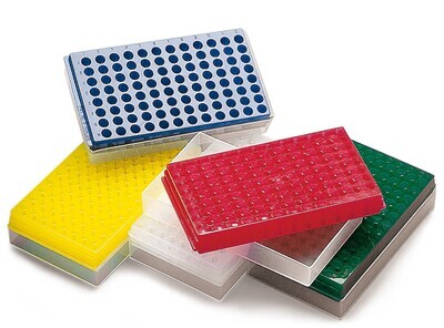 Soportes para viales de reacción ROTILABO® 2 en 1, azul, Altura, 25 mm, Nº de ranuras, 96, 8 x 12, 1 Pieza