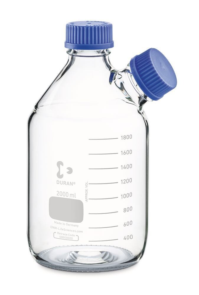 Frasco HPLC de cuello múltiple DURAN® GL 45 Redondo con cuello lateral GL 45, 1 Pieza