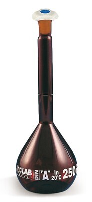 Volumetric flasks class A Brown glass, 250 ml, 14/23, 2 Piece(s)