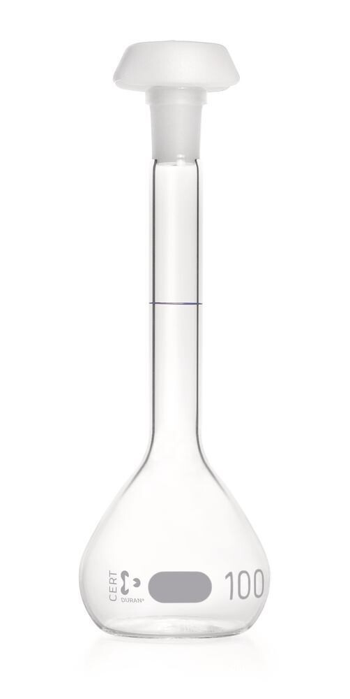 Volumetric flasks DURAN® Class A, with individual certificate, 100 ml, 14/23, 2 Piece(s)
