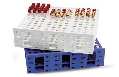 Supports pour tubes à essai extra larges pour tubes 13-16 mm, Nombre de fentes, 120, blanc, 1 Pièce