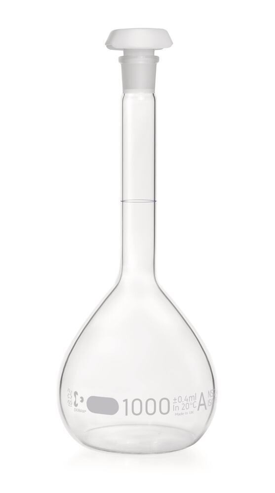 Matraces aforados DURAN® Clase A, con certificado de lote, 1000 ml, 24/29, 2 Unidad(es)