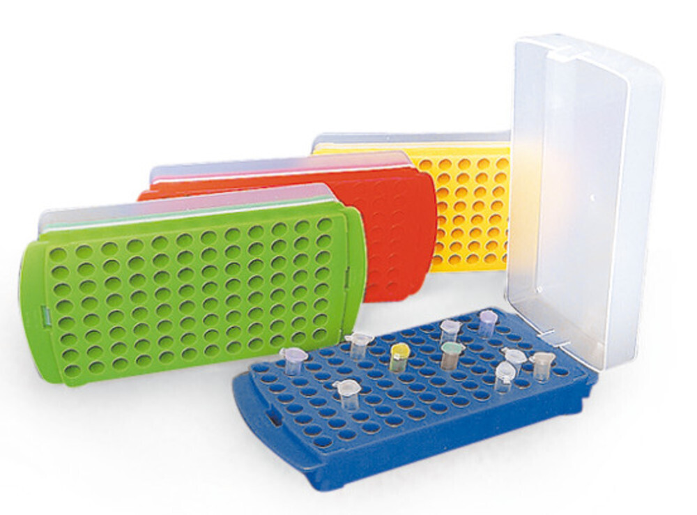 Rotilabo®-Reaktionsgefäßständer 2 in 1, PP, grün, doppelseitig, Stellplätze 96, 5 Stück