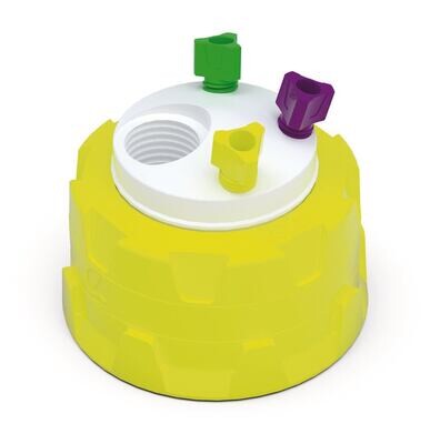 Tapón de rosca HPLC b.safe Waste Cap GL 45 tipo A, 3 x conexión capilar (UNF pulgadas 28G), 1 x conexión para filtro de aire de escape (GL 14), 1 pieza