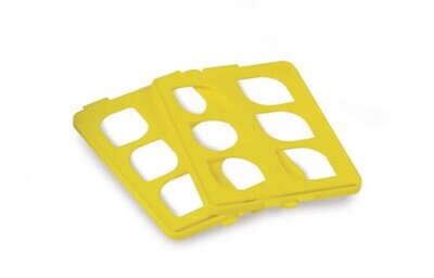 Accessories, No. of slots, 12, 6 x 2, yellow, Grid inserts for glass Ø of 25–30 mm, 12 slots, yellow, 4 Piece(s)