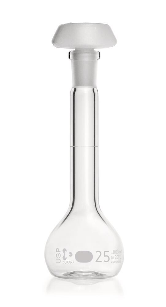 Volumetric flasks DURAN® class A, USP&lt;31&gt;, 25 ml, 10/19, 2 Piece(s)