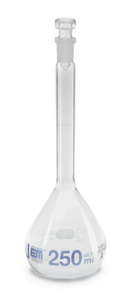 Volumetric flasks with glass stopper, class A Clear glass, 50 ml, 14/23, 2 Piece(s)