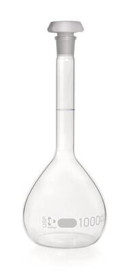 Messkolben, Klasse A, USP&lt;31&gt;, DURAN®, Klarglas, NS-Schliff 24/29, 1000 ml, inkl. PE-Stopfen und USP-Einzelzertifikat, 2 Stück