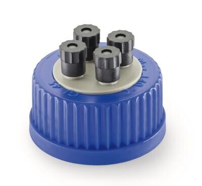 Accesorios para botellas de HPLC con distribuidor múltiple, tapón de rosca GL 45 con 4 cuellos roscados y juego de conexión de manguera, 2 unidades