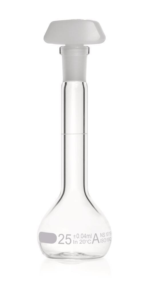Volumetric flasks DURAN® Class A, with individual certificate, 25 ml, 10/19, 2 Piece(s)