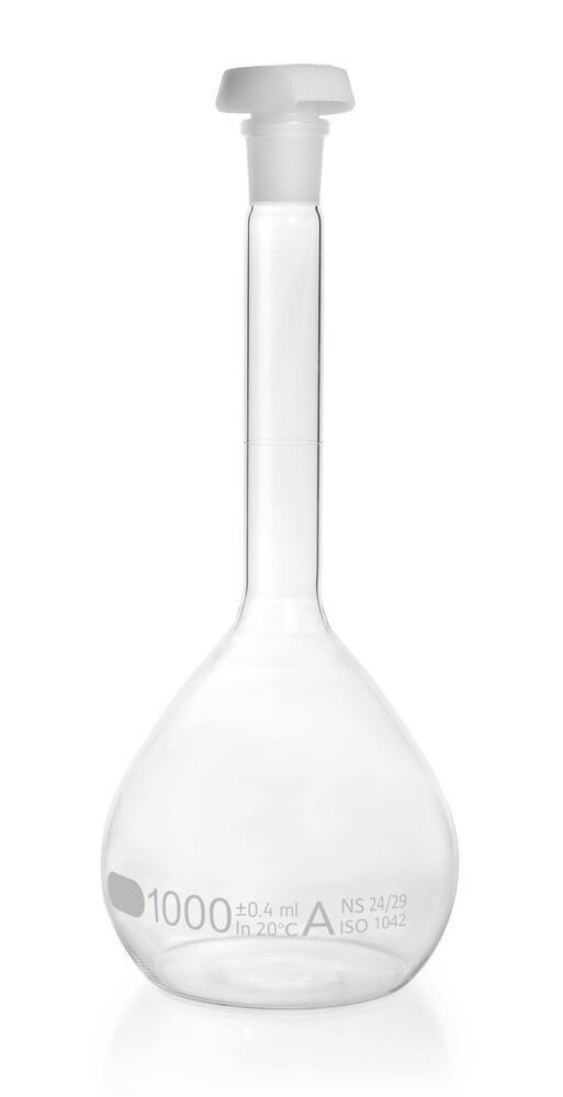 Volumetric flasks DURAN® Class A, with individual certificate, 1000 ml, 24/29, 2 Piece(s)