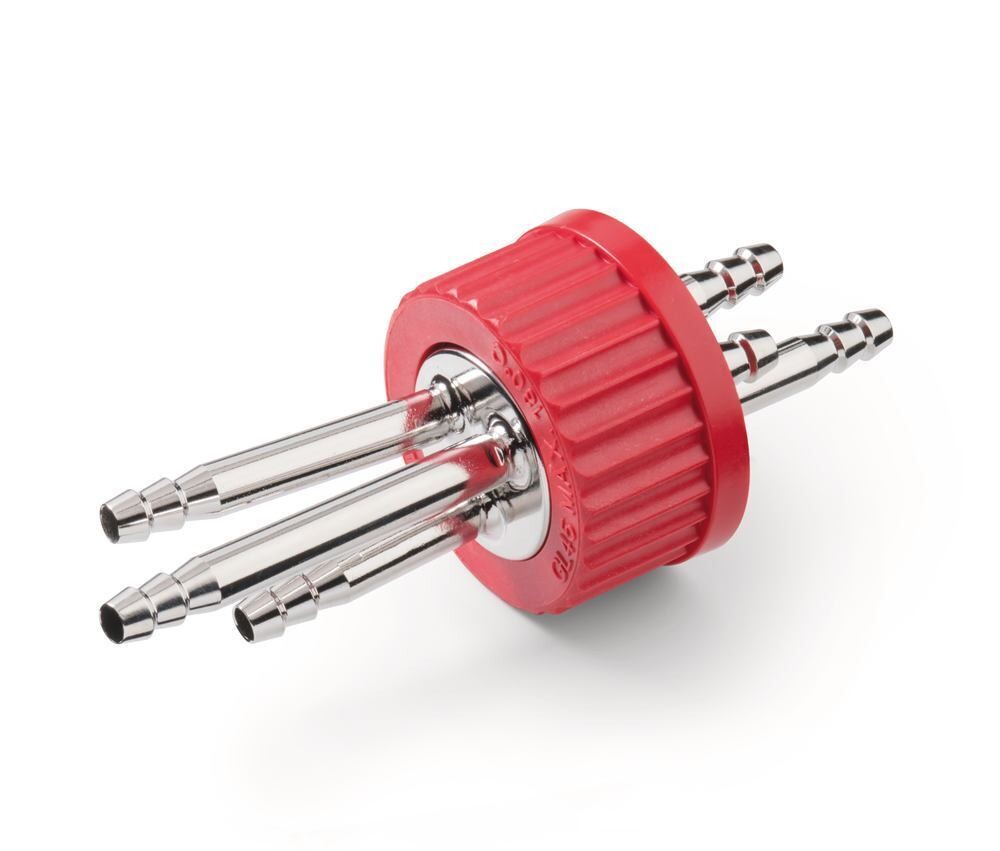 Multiple distributor for bottles DURAN® GL 45 with stainless steel connectors, With 3 stainless steel connectors, 1 Piece