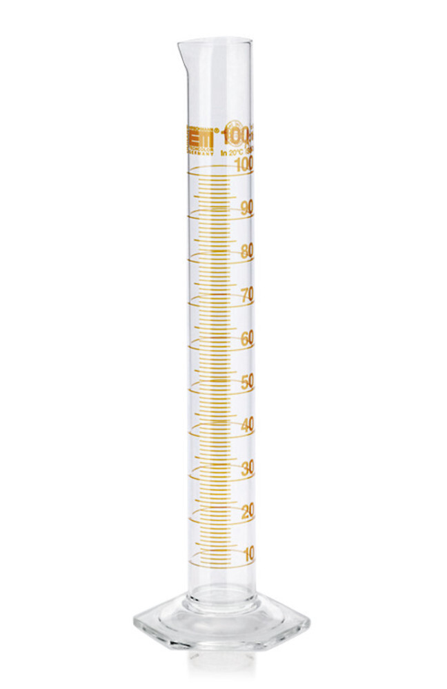 Messzylinder Klasse A, braun graduiert, DURAN®, hohe Form, Teilung 0,2 ml, 10 ml, 2 Stück