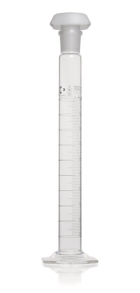 DURAN®-Mischzylinder 250 ml, Kl. A,, blau graduiert, Teilung 2 ml, 2 Stück