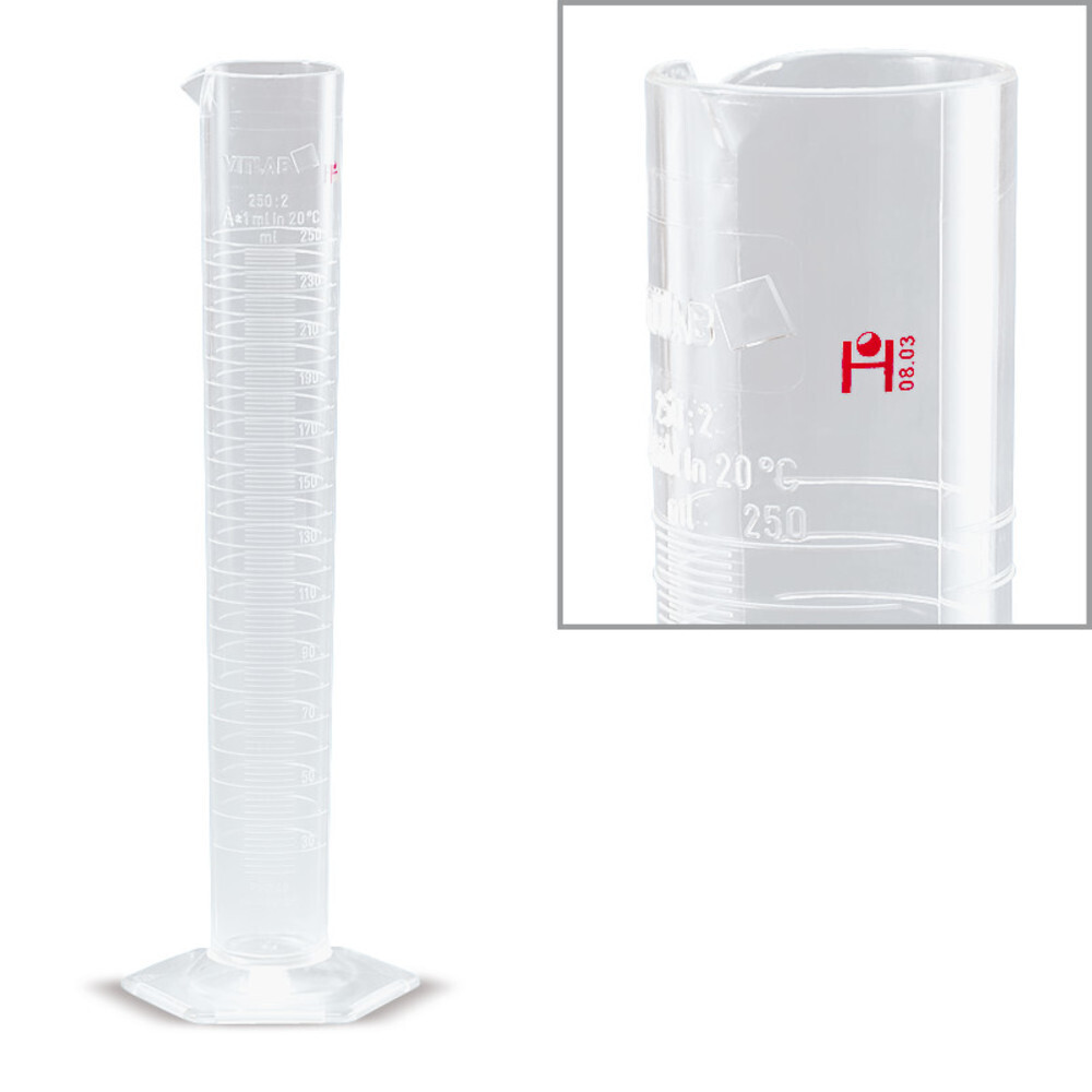 Messzylinder, Klasse A, PMP, Teilung 1,0 ml, 50 ml, 2 Stück