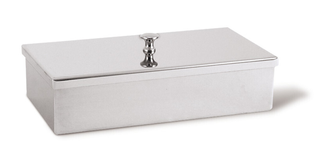 Instrument dish with knob lid, Outer length, 100 mm, 40 mm, 1 Piece