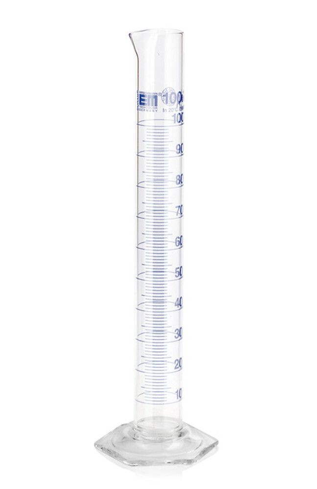 Measuring cylinders class A blue graduations, 100 ml, 2 Piece(s)