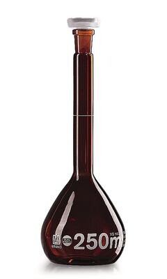 Volumetric flasks BLAUBRAND® class A Brown glass, PP stopper, 20 ml, 10/19, 2 Piece(s)