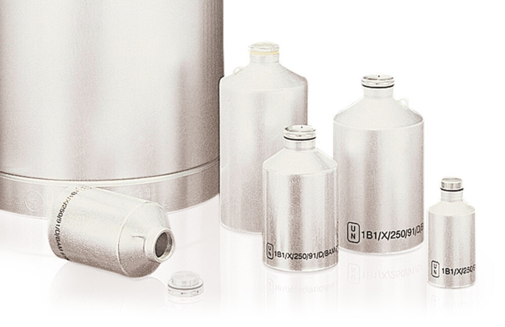 Narrow mouth bottle aluminium with UN approval, 125 ml, 1 Piece