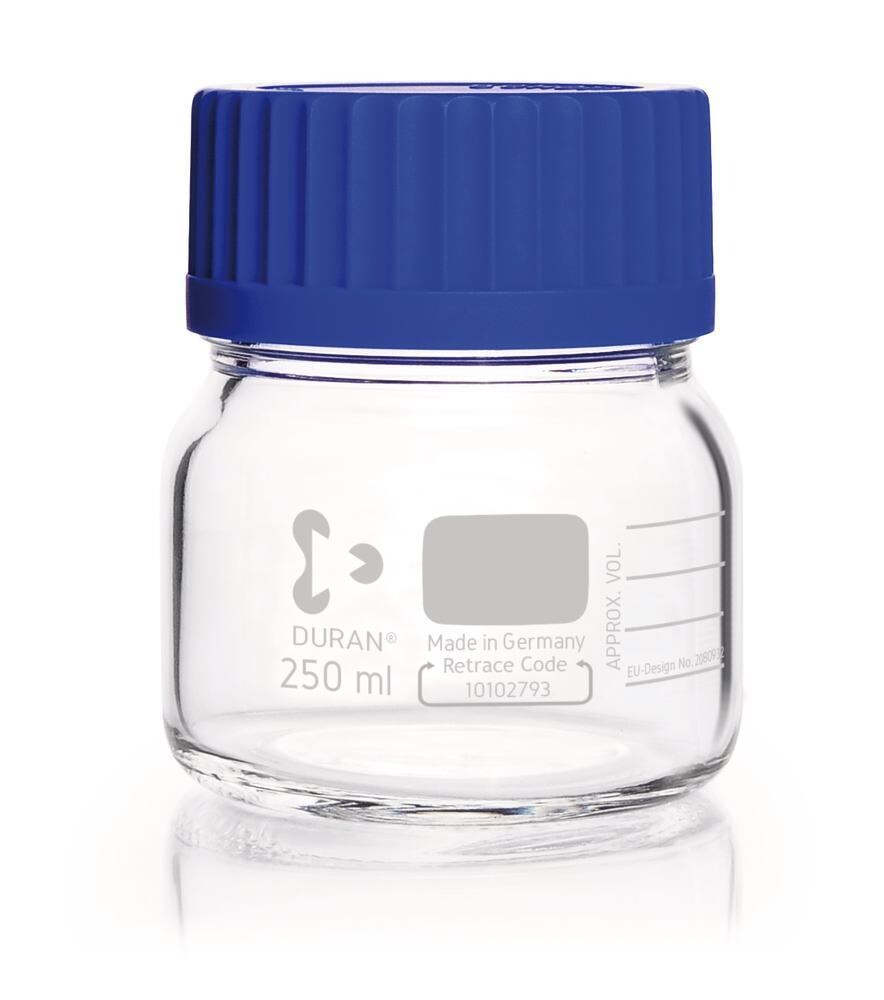 Wide mouth bottle DURAN® GLS 80 Clear glass, 250 ml, 10 Piece(s)