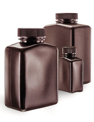 Wide mouth bottle square brown, 250 ml, 38 mm, 12 Piece(s)