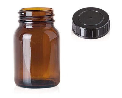 Wide mouth jars Brown glass, 50 ml, GL 32, 85 Piece(s)