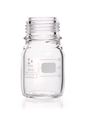 Gewindeflaschen, DURAN®, transparent, ohne Ausgießring und Kappe, 100 ml, 10 Stück