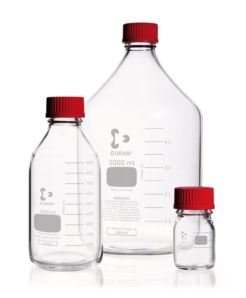 Frasco con tapa de rosca DURAN® GL 45 con cierres para altas temperaturas, 250 ml, 10 Unidad(es)