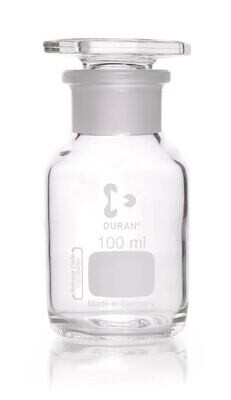 Weithals-Standflasche, m. NS-Glasstopfen, DURAN®, klar, 100 ml, 1 Stück