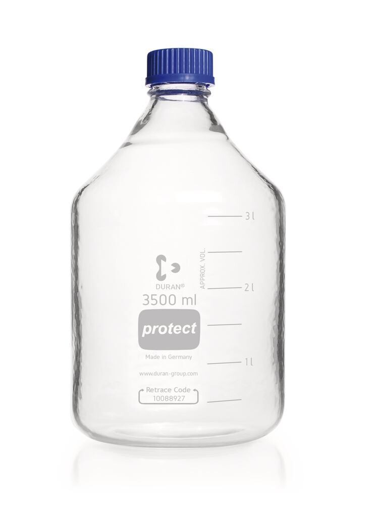 Screw top bottle DURAN® Protect Clear glass with pouring ring and PP screw cap, 3500 ml, 1 Piece