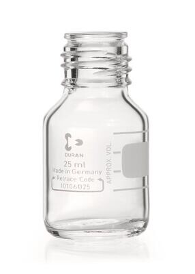 Flacon à vis DURAN® en verre transparent sans bague verseuse ni bouchon à vis, 25 ml, GL 25, 10 Pièce(s)