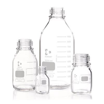 Screw top bottle DURAN® clear glass without pouring ring and screw cap, 50 ml, GL 32, 10 Piece(s)