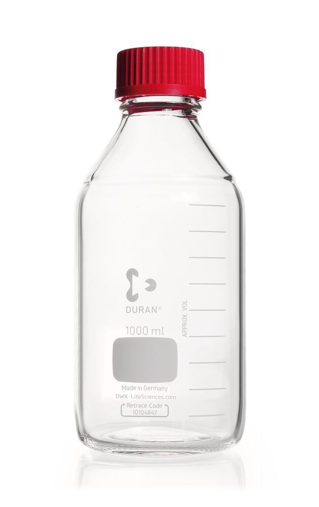 Frasco con tapa de rosca DURAN® GL 45 con cierres para altas temperaturas, 1000 ml, 10 Unidad(es)