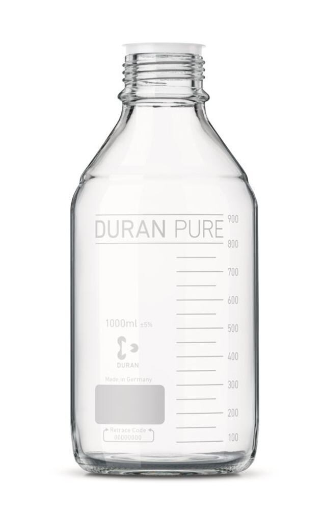 Screw top bottle DURAN® PURE Clear glass, 1000 ml, GL 45, 10 Piece(s)