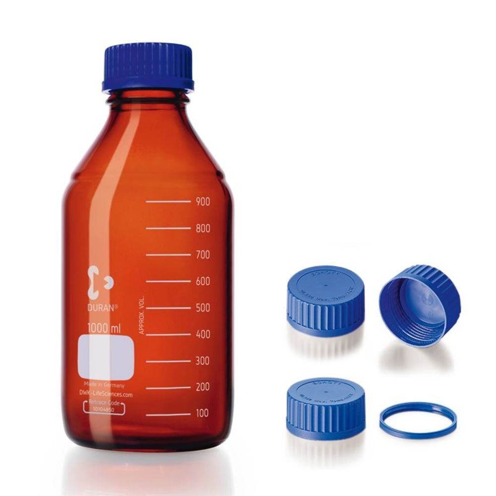 Screw top bottle DURAN® brown glass with pouring ring and PP screw cap, 3500 ml, GL 45, 1 Piece