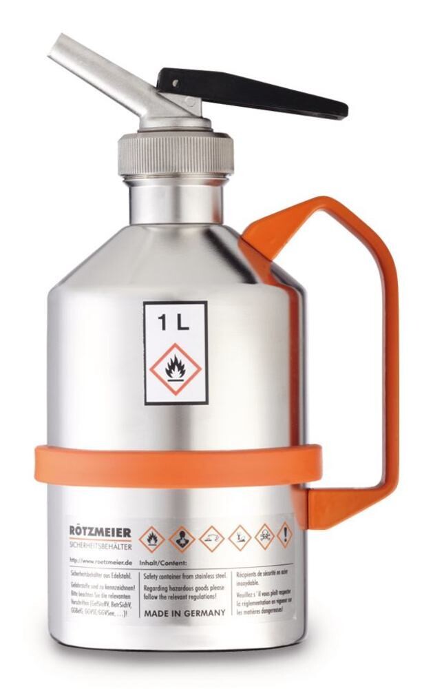 Safety laboratory canister polished, with microdispenser and overpressure valve, 1 l, 01D2, 1 Piece