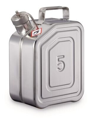 Sicherheitskanister, Edelstahl, mit Schraubkappe u. UN-X-Zulassung, 5 l, UN 3A1/X1.6/300/../D/BAM9930-D/R, 1 Stück