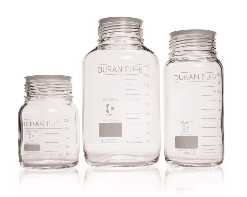 Wide mouth screw top bottle DURAN® PURE GLS 80® Clear glass, 500 ml, 10 Piece(s)