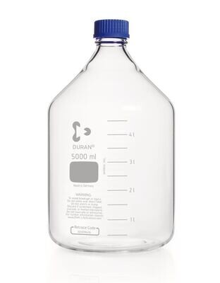 Gewindeflasche, DURAN®, transparent, m. Ausgießring und Kappe aus PP, 5000 ml, 1 Stück