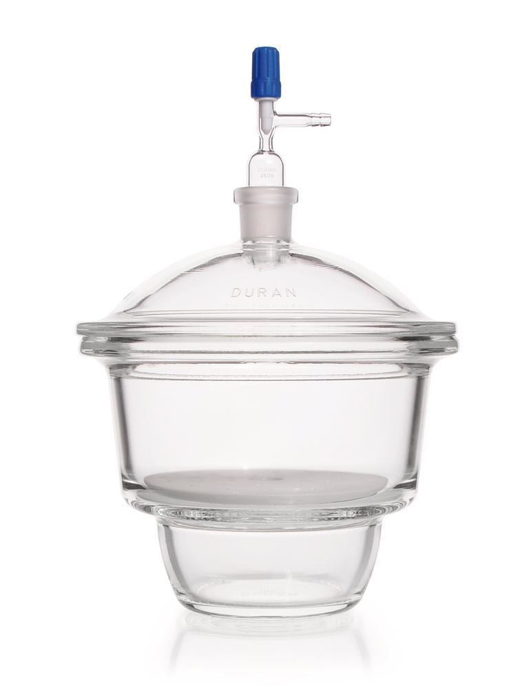 Desiccator set DURAN® NOVUS with tube (NS 24/29) and stopcock in the lid, DN 150, 2.4 l, 1 Piece