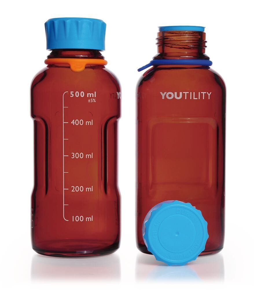 DURAN® YOUTILITY Laborflaschen, Braunglas, 500 ml, GL 45, 4 Stück