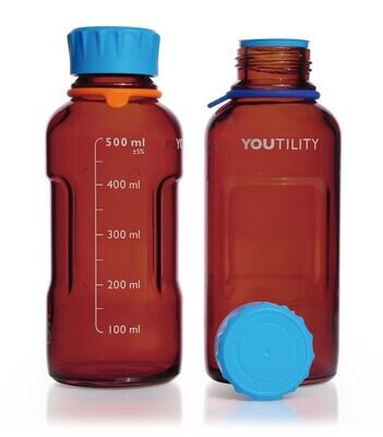 Botella con tapa de rosca DURAN® YOUTILITY Vidrio marrón, 500 ml, 4 Pieza(s)